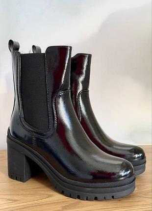 Накладной платеж ❤ утепленные флисом демисезонные ботильоны на широком низком каблуке челси тракторная подошва