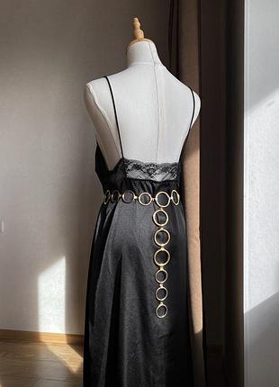 Довга чорна атласна сукня "shein"