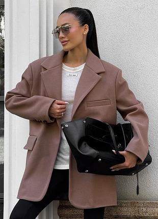 Укороченное кашемировое пальто оверсайз 50% шерсть мокко, женское пальто из кашемира и шерсти на осень, пальто oversize, эльва