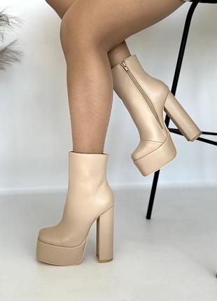 Накладной платеж ❤ утепленные флисом демисезонные ботильоны на широком высоком каблуке с платформой