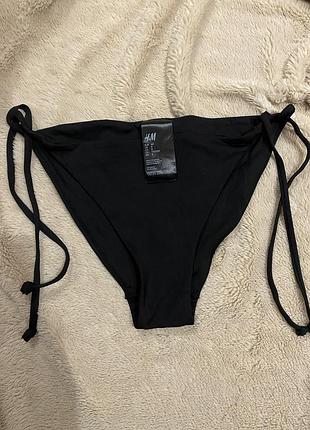 Купальник плавки класичні бікіні на зав’язках чорні базові гладкі еластичні чорні h&m 40