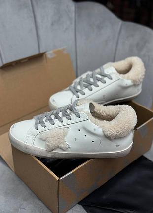 Зимние меховые кеды кроссовки голден гус golden goose ggdb