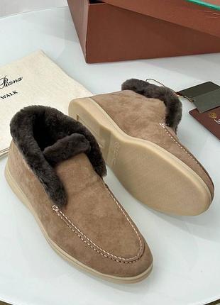 Коричневые зимние лоферы ботинки лоро пиана loro piana