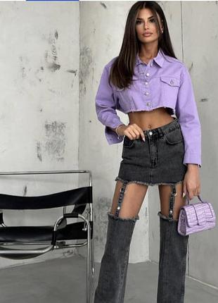 Джинсова вкорочена куртка