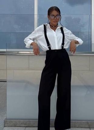 Женский комплект рубашка + штаны на подтяжках ткань коттон и костюмка