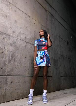Жіночий комплект кроп топ + шорти-юбка jordan оригінал з нових колекцій.