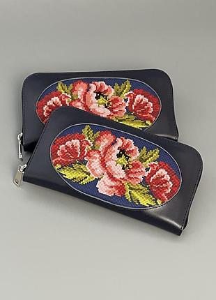 Гаманець жіночий гаманець з вишивкою,гаманець натуральна шкіра