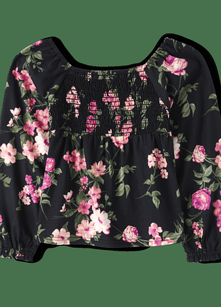 Блузка чорна  в квіти для дівчинкина 16 років
