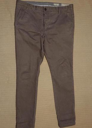 Тяжелые плотные х/б брюки - чиносы цвета тауп all saints  англия. 34 р.