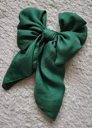 Платок шелк винтаж зелёный однотонный платок из натурального шелка