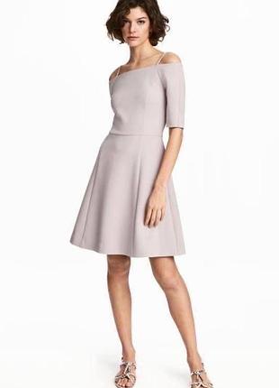 Бузкова крепова сукня зі спущеними рукавами h&m