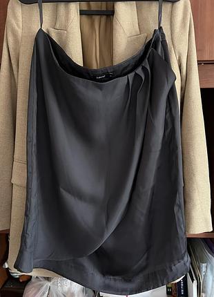 Темно сіра сатинова спідниця