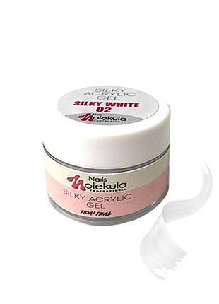 Акригель silky gel acrylic molekula silky white 02 (шовково-білий), 15ml