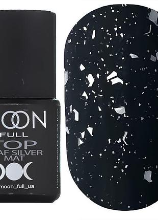 Топ матовий moon full leaf silver matt top з срібними пластівцями поталі, 8ml