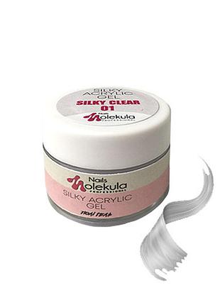 Акригель silky gel acrylic molekula silky clear 01 (прозорий), 15ml