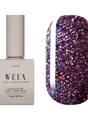 Гель-лак weex 719 (насыщенный сиреневый с блестками), 11ml