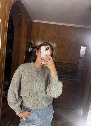 Бомбер-кардиган жіночий сірий