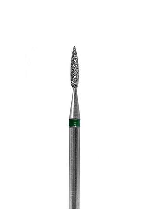 Фреза алмазная "пламя острое" df003-16-g (зеленая насечка, d 1.6 mm)