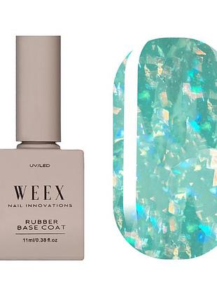 Камуфлирующая база weex flakes base 05 (прозрачный изумрудный с разноцветными хлопьями юки), 11ml