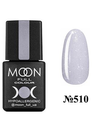 Гель-лак moon full opal №510 ніжно рожевий з різнокольоровими блисківками, 8ml