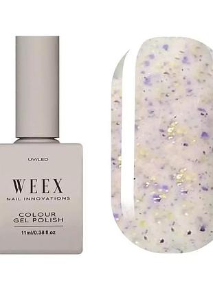 Камуфлирующая база weex touch of silk base 07 (нежный сиреневый с поталью и блестками), 11ml