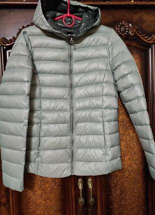 Куртка оливкова 38 с&amp;а,тонкий пуховик, пог -48