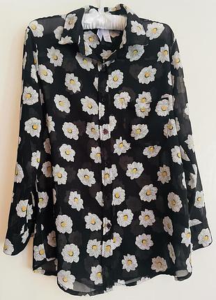 Сорочка шифон прозора ромашки жіноча