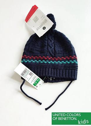 Вязаная шапочка для малышей - benetton оригинал весна/осень детская 3-12 мес