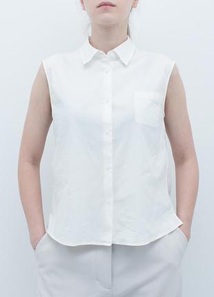Женская винтажная безрукавная рубашка белая jil sander vintage sleeveless white shirt cos arket