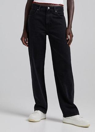 Чорні жіночі джинси прямого крою, висока посадка