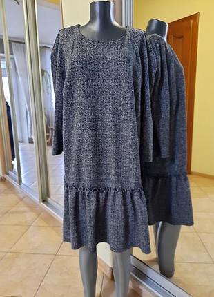 Теплое с воланом по низу платье 👗