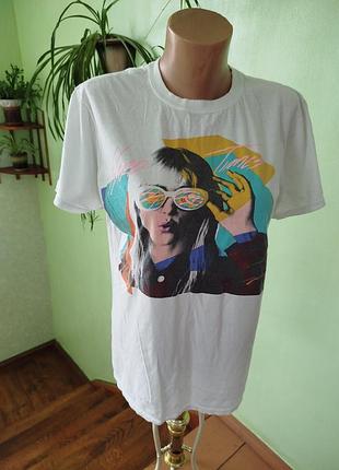 Женская одежда 🌈 брендовая футболка с принтом стильная тренд 46/48 размер