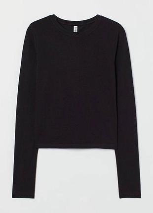 Чорний укорочений лонгслів h&m, l 5