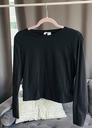 Чорний укорочений лонгслів h&m, l 4