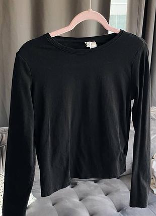 Чорний укорочений лонгслів h&m, l 2