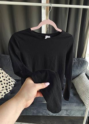 Чорний укорочений лонгслів h&m, l 7