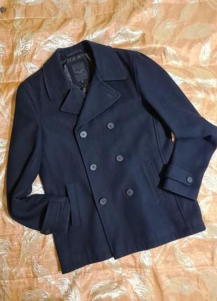 Двобортне пальто синього кольору від new look