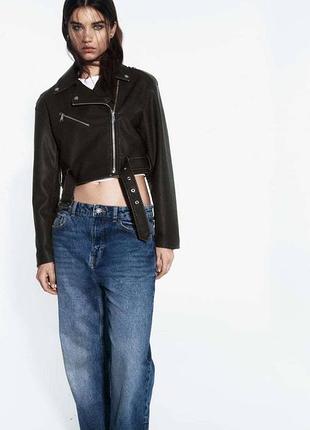 Zara укороченная байкерская куртка xs/s