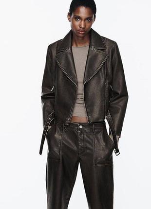 Zara куртка з еко шкіри s