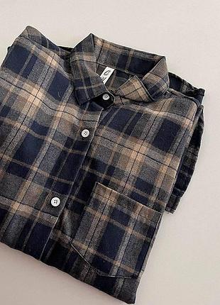 Женская рубашка в клетку сине-кофейного цвета onesize