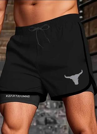 Шорти спортивні чоловічі двошарові чорні, нові xl-54