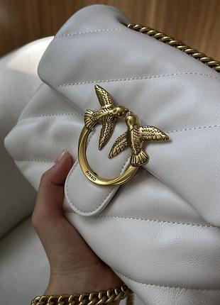 Белая кожаная сумка клатч на плечо пинко pinko