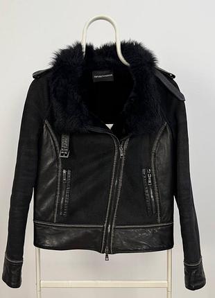 Emporio armani 100% sheepskin flying leather jacket