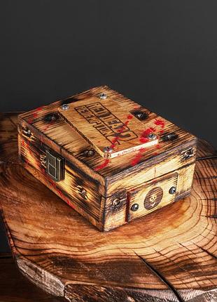Скринька з дуба та шкіри для фанатів гри read dead redemption 2 (rdr2), ручна робота, оригінальний подарунок