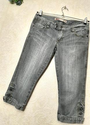 Бриджі сірі джинсові чоловічі середня посадка щільний котон бренд only розмір 40