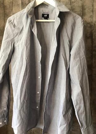 Сіра сорочка easy iron h&m, розмір m