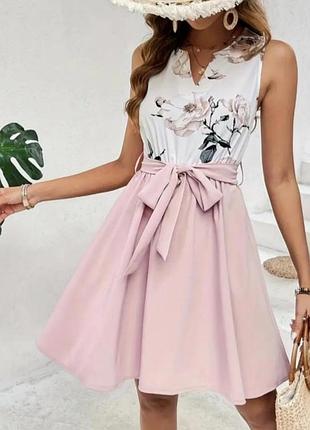 Платье женское летнее цветы розовое