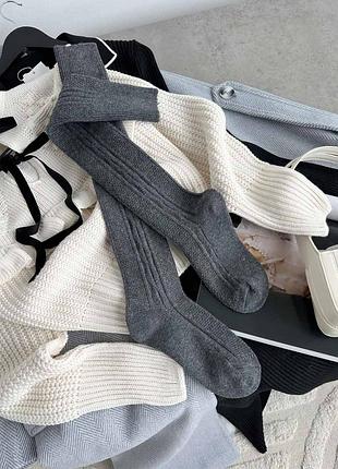 Женские зимние шерстяные гольфы выше колена, заколенники кардешлер 36-40 размер.серые. туречки.без махры.