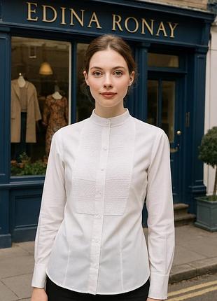 Женская белая рубашка edina ronay с длинным рукавом и воротником-стойкой