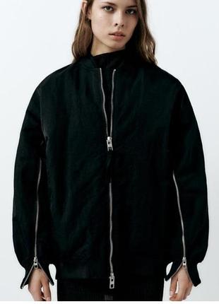 Нейлоновый бомбер куртка зара